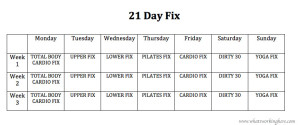 21 Day Fix Workout Checklist