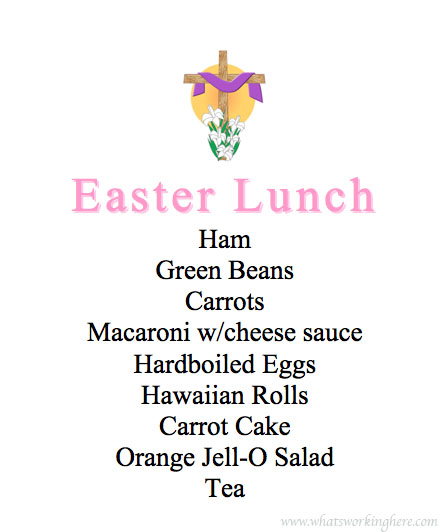 Easter Lunch Menu