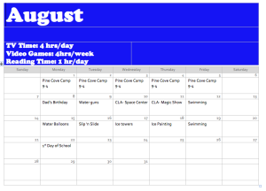 August 2016 Activity Calendar