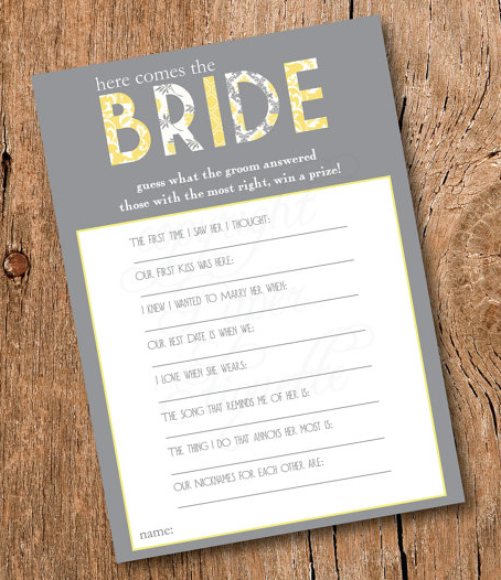 Bridal Shower Game- Here Comes the Bride
