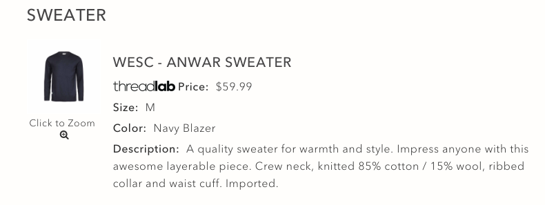 ThreadLab WESC- Anwar Sweater