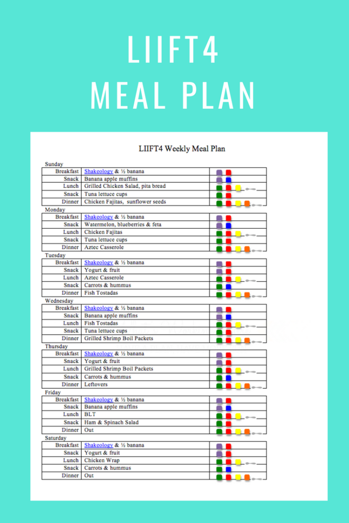 LIIFT4 Meal Plan- July 29