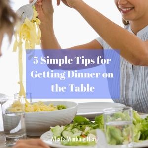 5 tips for getting dinner on the table - mom and son eating pasta