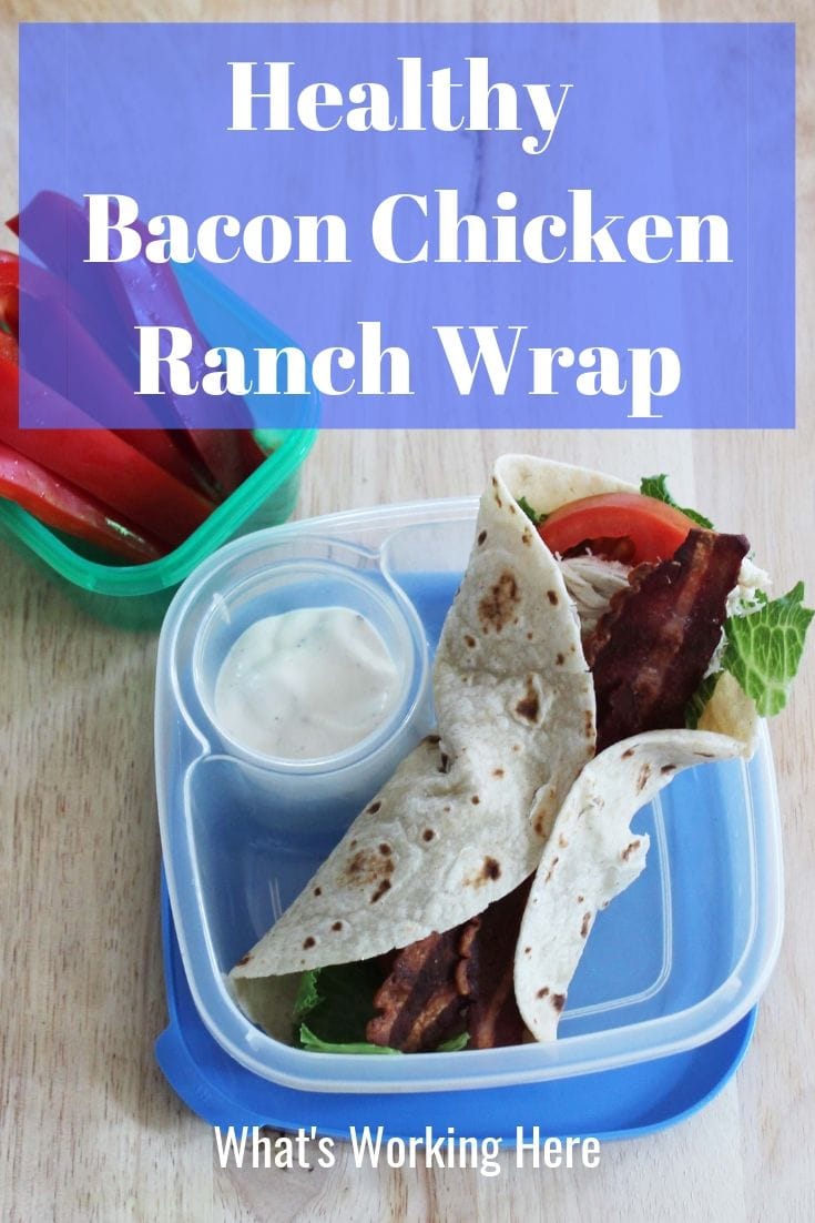 Healthy Bacon Chicken Ranch Wrap with red bell pepper