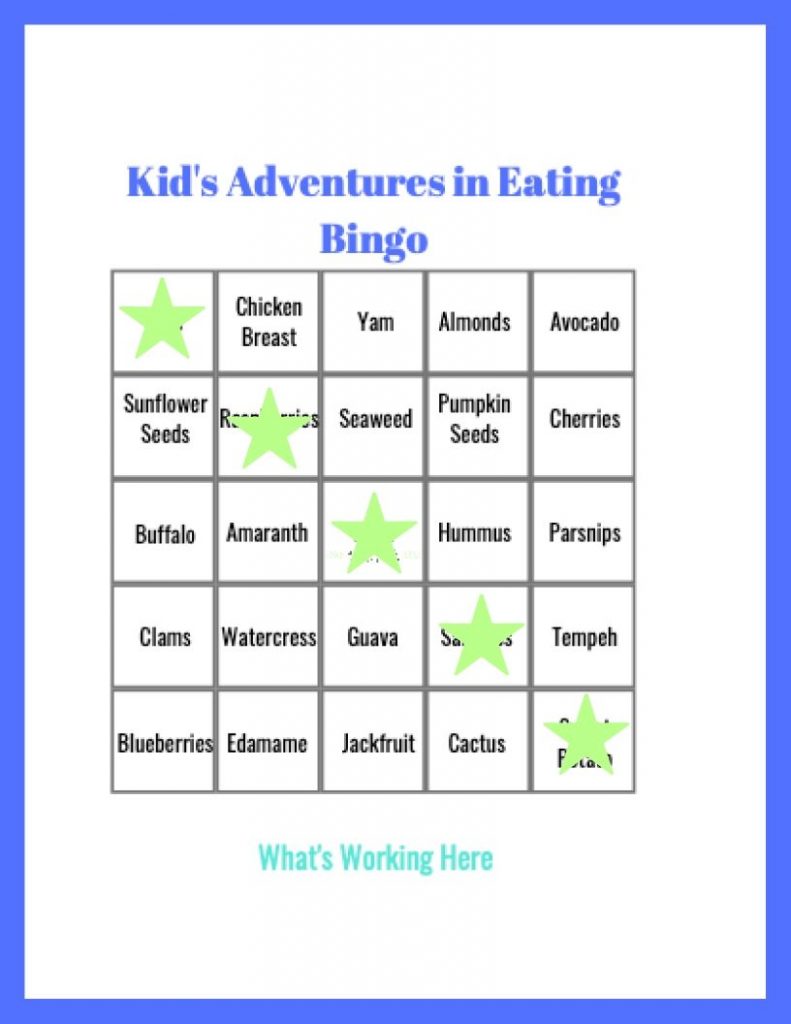 Kid's Adventures in Eating Bingo