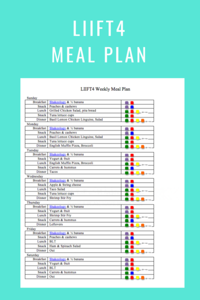 LIIFT4 Meal Plan- Aug 12
