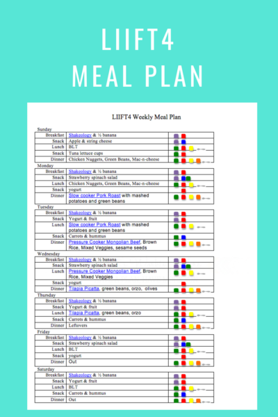 LIIFT4 Meal Plan- Aug 19