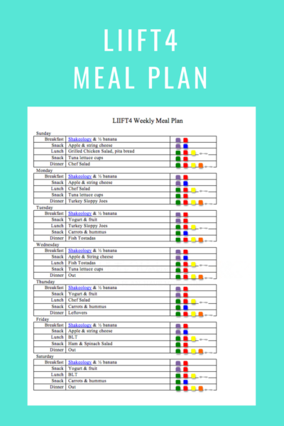 LIIFT4 Meal Plan- Aug 5