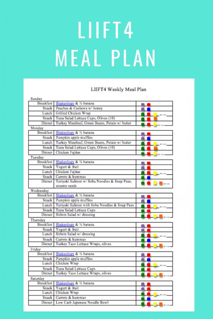 LIIFT4 Meal Plan- Sept 30
