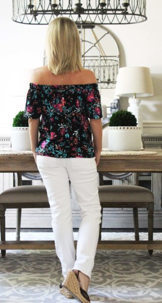 Stitch Fix Summer To Fall Styles Loveappella Callalily top cosmic blue love jean back