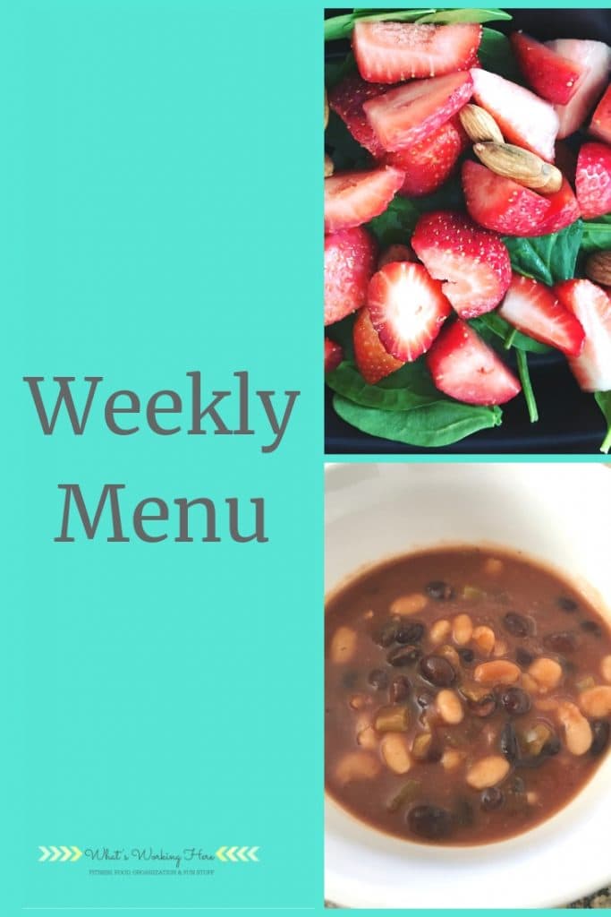 March 24 Weekly Menu - ultimate portion Fix vegan meal plan- stawberries & spinach, black & white bean chili
