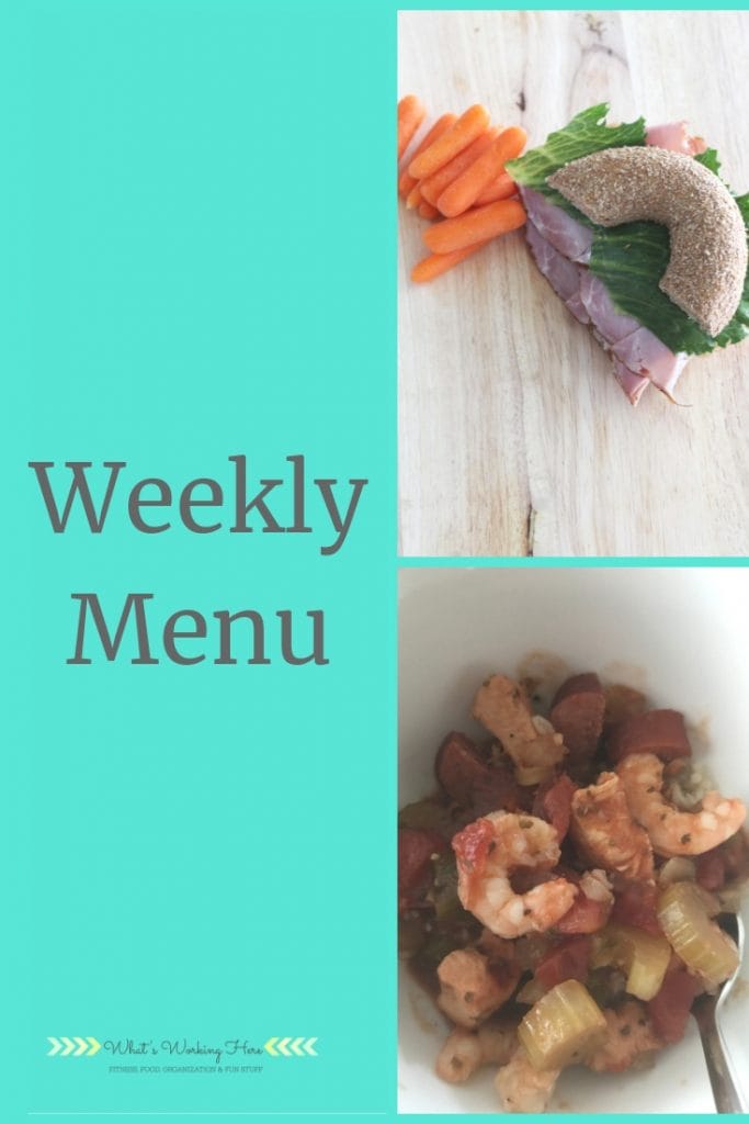 May 19 Weekly Menu - Bagel sandwich, shrimp & Sausage gumbo