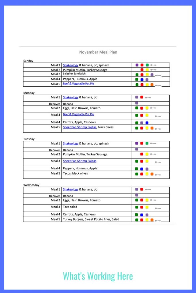 Monthly Meal Plan- November 2023 - What's Working Here