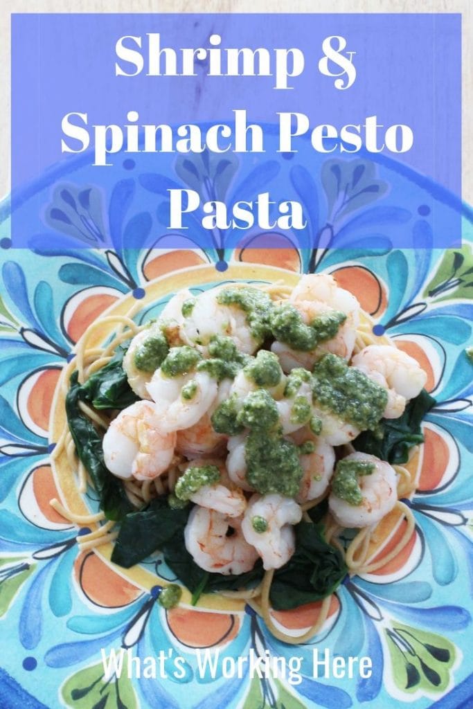 Shrimp & spinach pesto pasta