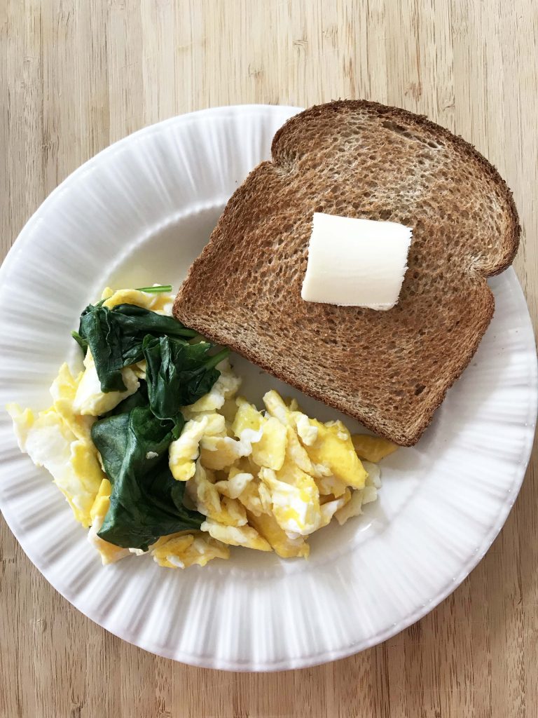 Spinach Egg Scramble with Toast