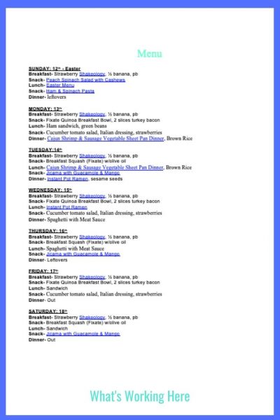 Weekly Menu- April 12th - Easter Menu