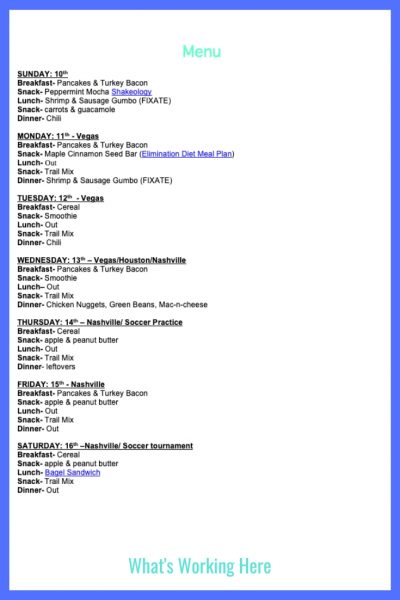 Weekly Menu- November 10