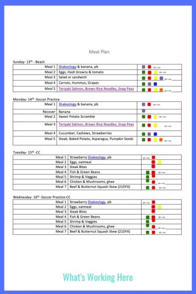 carb cycling meal plan template