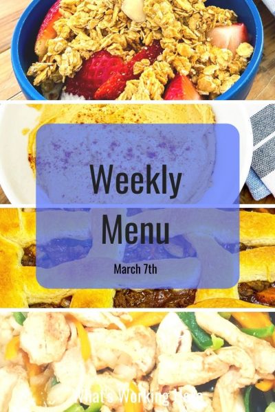 Weekly Menu- March 7th
strawberries, yogurt & granola, hummus, beef & veggie pot pie, chicken fajitas