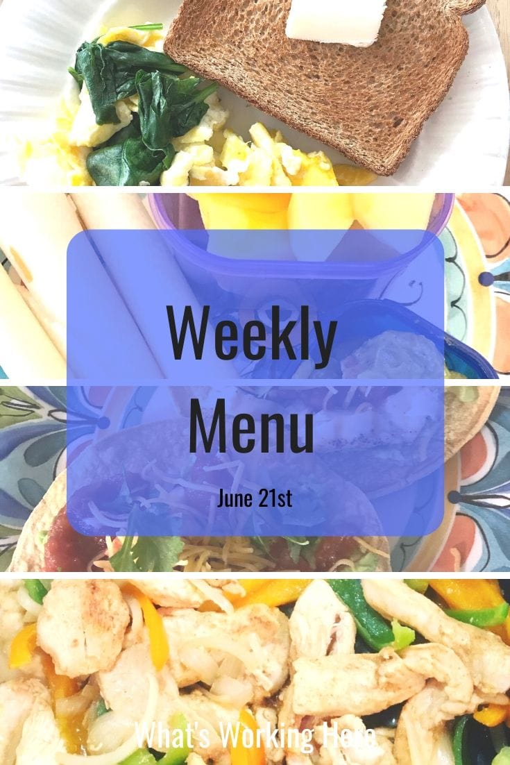 Weekly menu 6_21_20 - simple meals