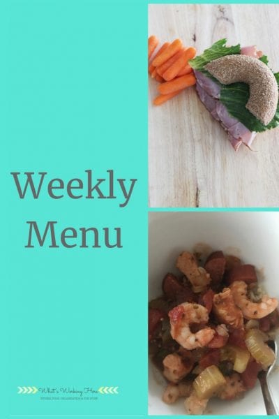 Weekly menu- November 10 bagel sandwich with carrots, shrimp & sausage gumbo (fixate)