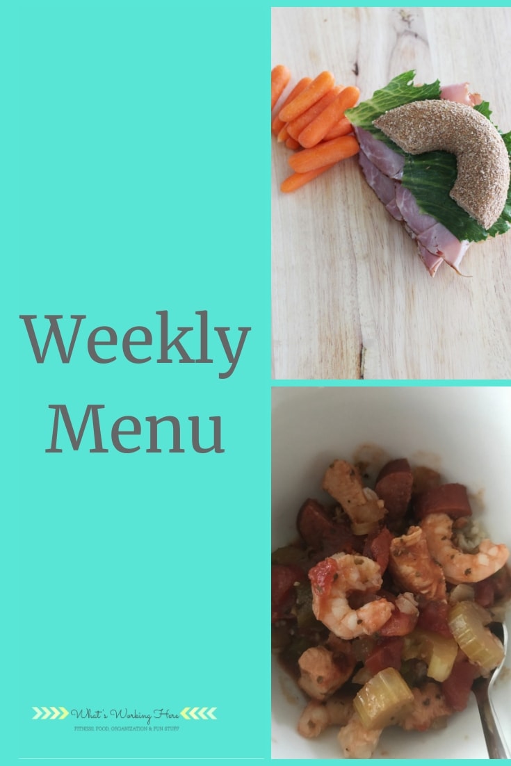 Weekly menu- November 10 bagel sandwich with carrots, shrimp & sausage gumbo (fixate)