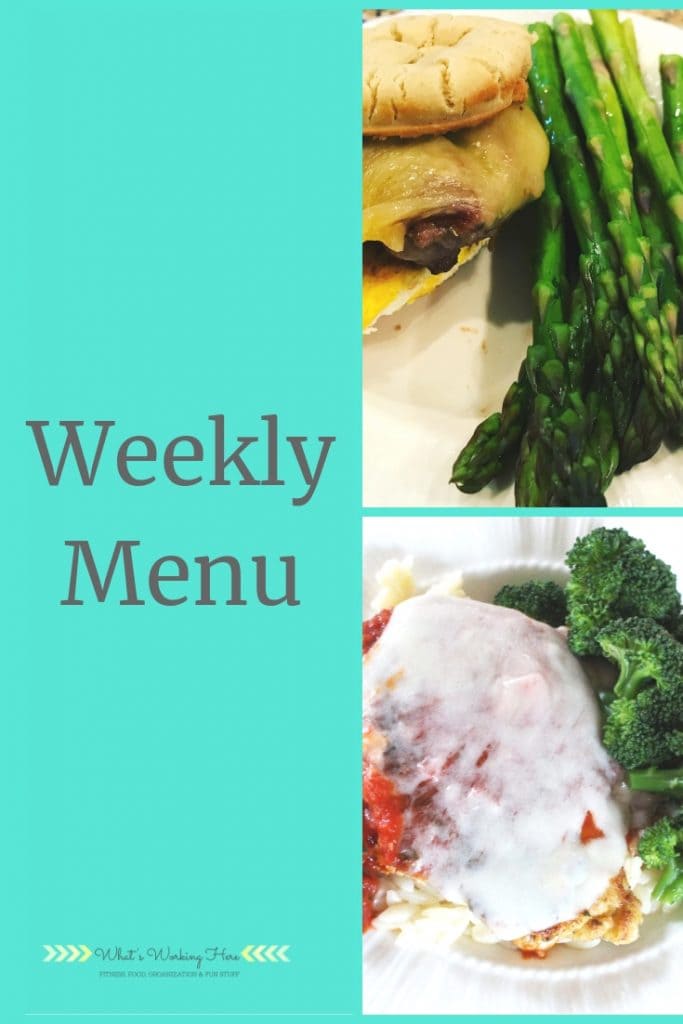 april 7 Weekly Menu - FIXATE Bunco Menu- sausage & egg sandwich and chicken parmesan with orzo and broccoli