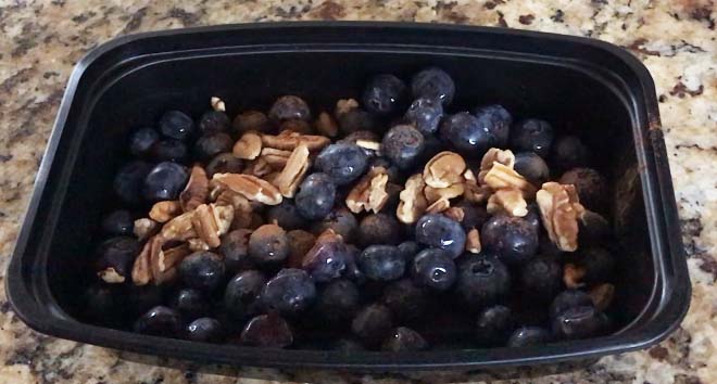blueberries & pecans with a dash of cinnamon makes a tasty snack