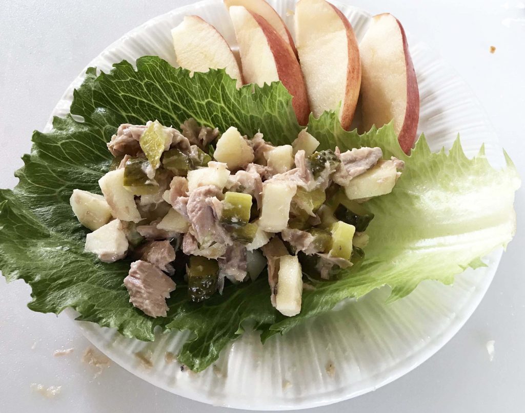 healthy tuna salad wrap made with lettuce - low carb option
